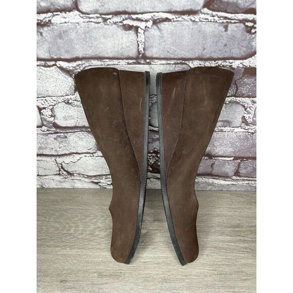 ARCHE Brown Nubuck Brown Leather Slip On Wedge Pumps Shoes Women Sz 40EU/9.5M US - Picture 12 of 16